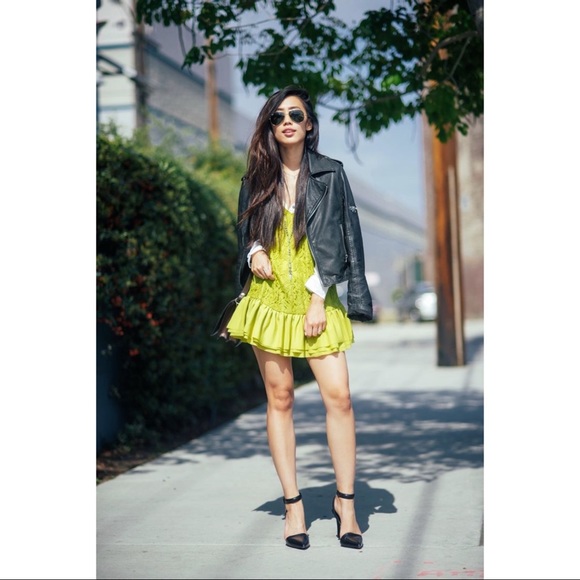 Lovers + Friends Lime Green Sure Thing Ruffle Slip Dress Size XS - Picture 2 of 9